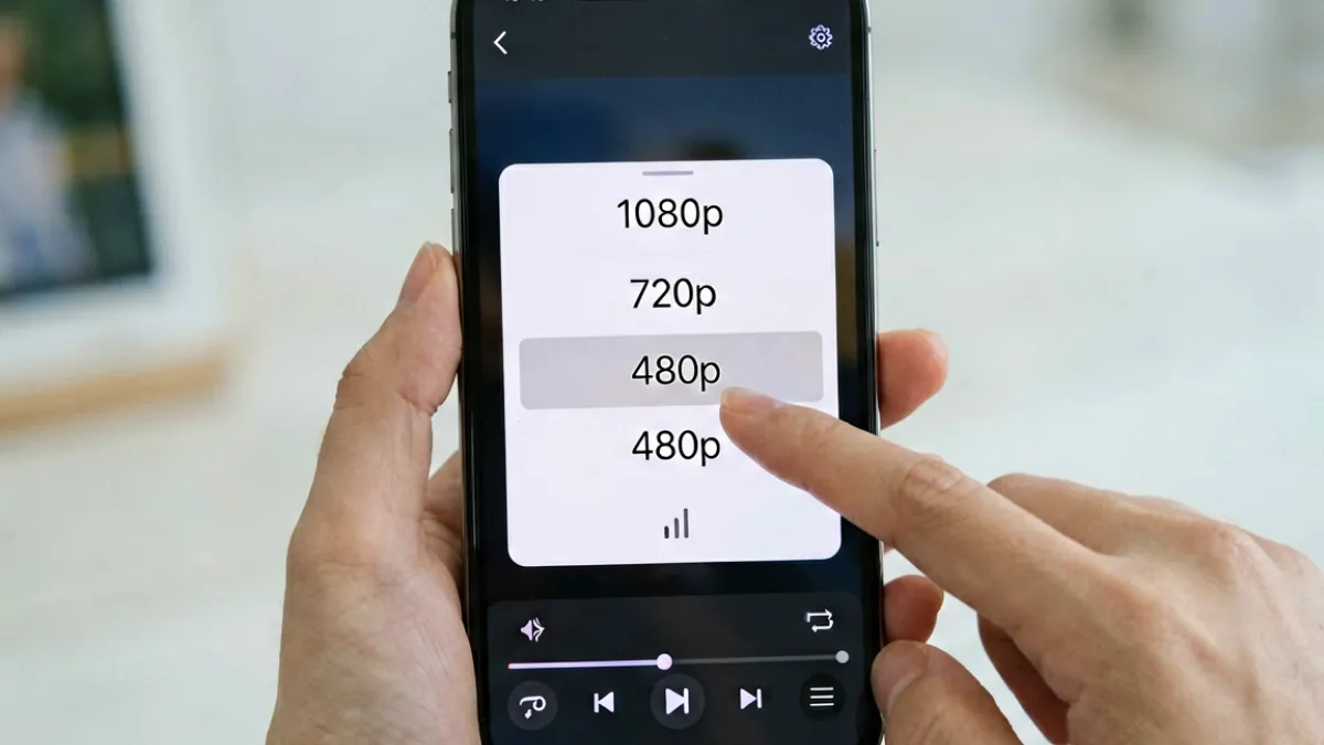 用户在手机上查看东京热 app 的画质设置界面，切换到低画质模式以解决视频卡顿问题
