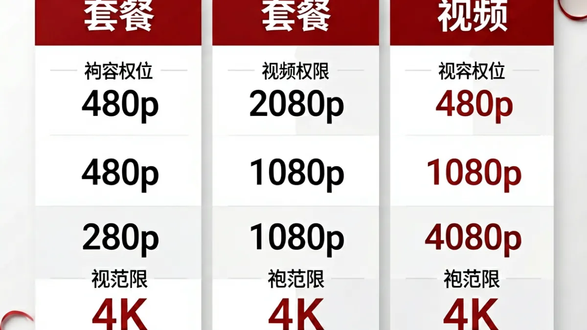 一张信息图对比东京热平台不同套餐内容权限与画质档位，方便用户理性选择会员方案